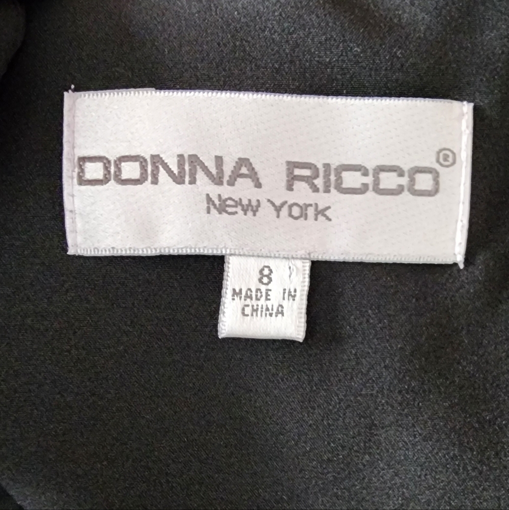 Donna Ricco New York Blue Black‎ Floral Sheath Dress Size 8 Open Back Cocktail - Picture 3 of 7